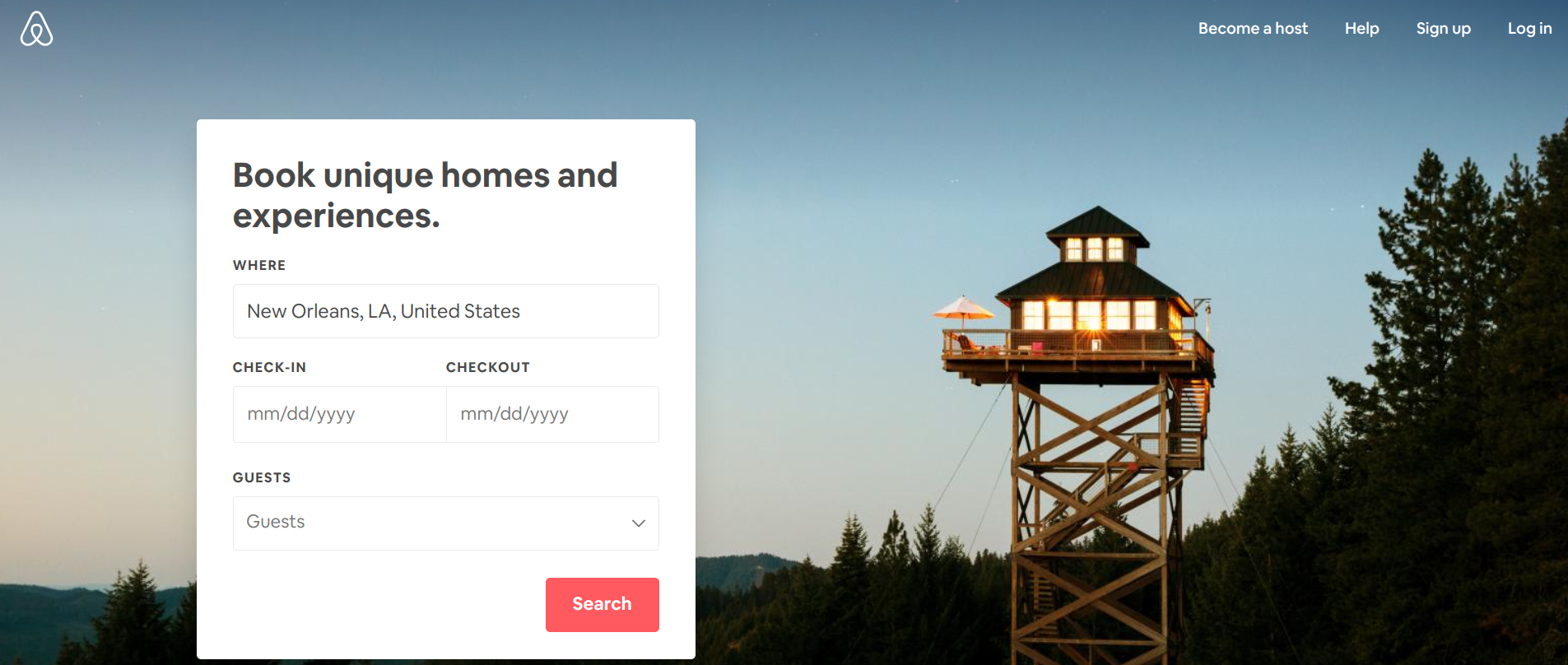Airbnb homepage UX design