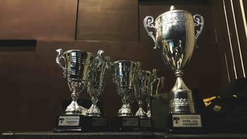 Gold Trophies On Table